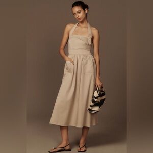 Anthropologie Beige Halter Dress